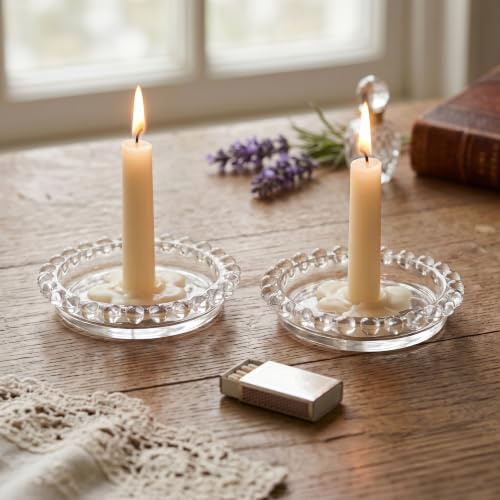2PCS Crystal Bubble Candle Dish & Holder: Small Decorative Glass Tray | Chic Display for Tealight Candles Diffusers Soaps & Jewelry, Fits Kitchen Islands Coffee Table Centerpieces Bathroom Counter