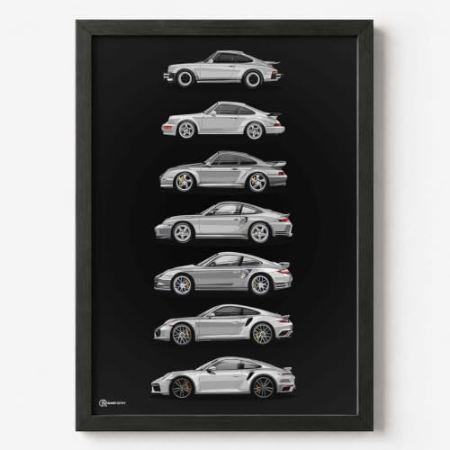 Cartistry Auto Poster 911 Turbo Generationen, 40x30cm, Ohne Rahmen | Geschenk für Männer, Geschenk für Autoliebhaber