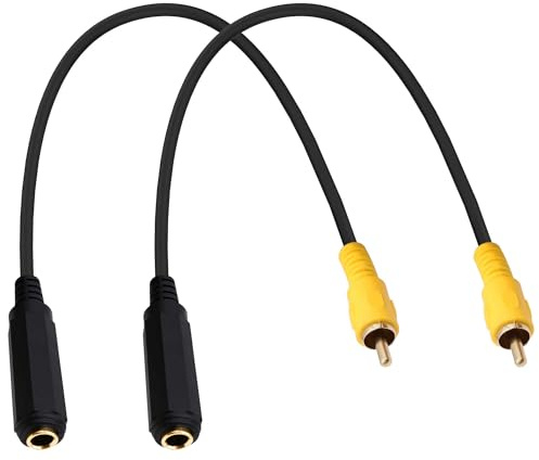 YARCHONN Cable RCA a 6,35 mm TS Aux Cable RCA macho a TS hembra adaptador | Cable alargador de audio mono a RCA de 1/4 pulgadas, para amplificador de TV, altavoz, mezclador, 30 cm, 2 unidades