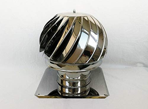 Schornsteinaufsatz drehbar Kaminaufsatz Schornstein Grundplatte Kugel Windrad Kaminhaube (200mm 24cmx24cm)