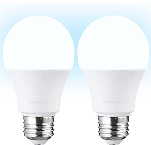 TORCHSTAR Universal Garage Door Opener LED Light Bulb, 100W Eqv. 1700lm Ultra Bright, Minimize Interference with Remotes, UL FCC Listed, 120V, A19 Bulbs, 15W, E26 Base, 5000K Daylight, Pack of 2
