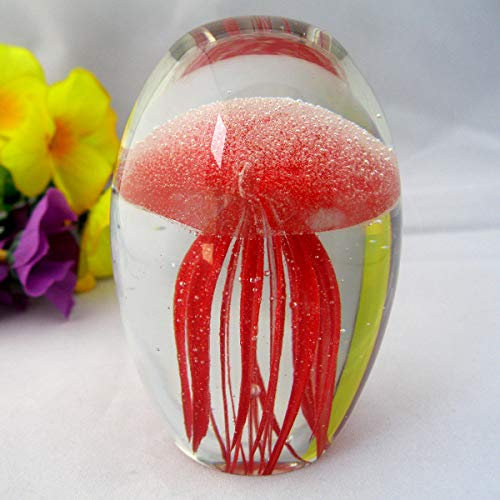 Kristall Glas Qualle Statue Requisiten Home Dekoration Holiday Party Büro Dekoration Craft Geschenk (rot)