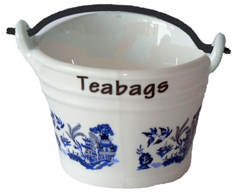 Blue Willow Small Teabag Tidy Bucket Shaped Teabag Tidy
