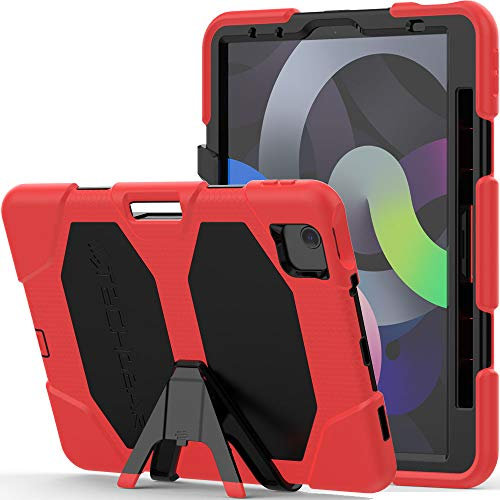 TECHGEAR G-SHOCK Case for iPad Air 5/4 10.9, 5th / 4th Generation (Air 2022/2020) Tough Rugged HEAVY DUTY Armour Shockproof Survival Case with Stand - Kids Schools Builders Workman Case, RED