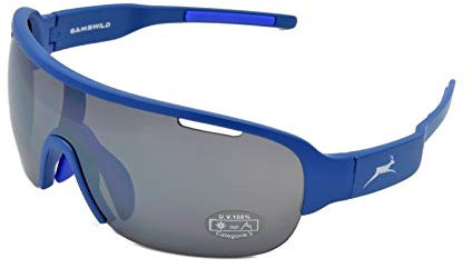 Gamswild Sonnenbrille WS8434 Einscheibenmodell Sportbrille Fahrradbrille Damen Herren Unisex | blau | schwarz | weiß, Farbe: Blau