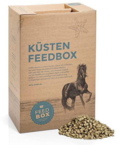 STRÖH Küsten-Heu-Luzerne-Cobs (30kg Feedbox) • Wiesencobs mit Luzerne & Heu von der Ostsee • Raufutter Snack als Heu-Pellets