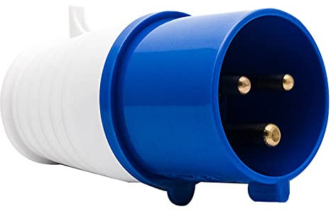 ExcInter 32A #023 240V 3Pin Blue Industrial Plug Sockets 2P+E Weatherproof IP44 Camping Caravan Industrial