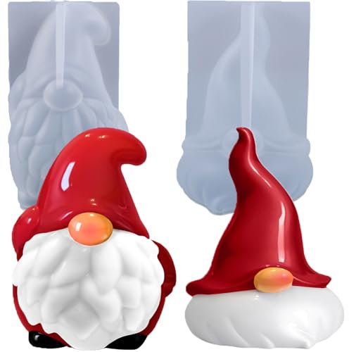 Silikonform Kerze Weihnachtsmann, Kerzenformen Silikon Weihnachten Zwerg DIY Silikon Kerzen Gießform Silikonform Weihnachten Kerzen, Silikonformen Für Kerzen Gießen (2 Stücke)