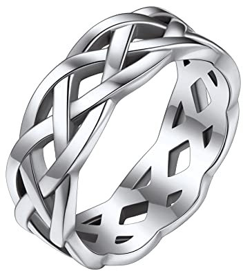 Bestyle Damen Keltischer Knoten Ring Edelsthal Geschlossener Ring für Geliebte/Freundin/Tochter zum Geburtstag/Valentinstag/Weihnachten Silber 65