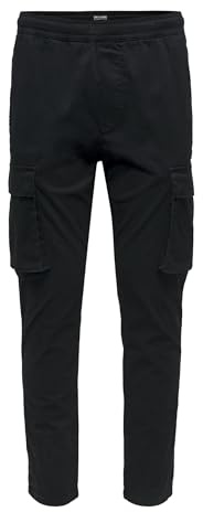 ONLY & SONS ONSCAM Linus Cargo Pant PK 2366, Pantaloni Cargo Uomini, Black, M
