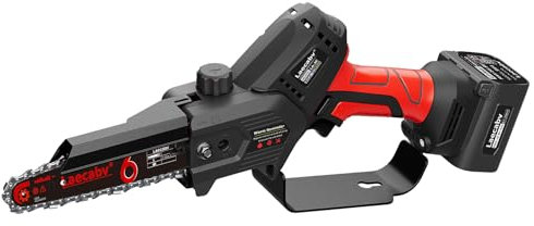 Laecabv Mini motosierra eléctrica de 6 pulgadas con una mano, inalámbrica, miniatura para podar, con 2 piezas de litio de 16,8 V/4 Ah, rama de árbol, jardín (azul)
