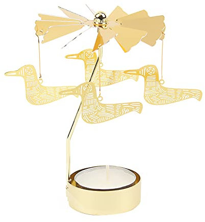Wünschendes Vögel Teelicht Karussell Glas Teelichthalter Gold Teelichtglas Rotierender Kerzenhalter Eisen Metall Kerzenständer für Valentinstag Deko Geschenk Hochzeit Dekoration Wohnzimmer Tischdeko