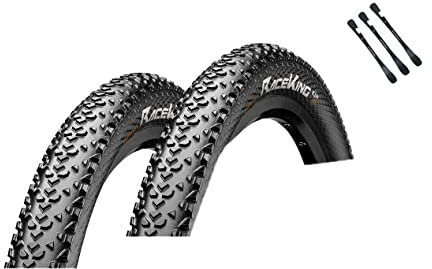 2er Set Continental Race King Fahrradreifen 26 Zoll (55-559) auswählbar mit Schläuchen + 3 MSZweirad Reifenheber (26 x 2,20 (55-559), Ohne Schläuche)