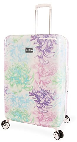 bebe Damen Gepäck Stella 73,7 cm Hardside Check in Spinner, Violett mit Blumenmuster, Check-IN 29, Gepäck-Hartschalen-Karo-Spinner