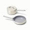 Caraway Mini Cookware Set - Non-Stick Ceramic Fry Pan (1.05 qt, 8) Sauce Pan (1.75 qt) & Storage Rack - Non Toxic, PTFE & PFOA Free - Oven Safe & Stovetop Agnostic (Gas, Electric & Induction) - Cream
