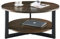 PADMA HOUSE Runder Couchtisch aus massivem Holz, Wohnzimmertisch Sofatisch Metallgestell, 2-stöckiger Kaffeetisch Loungetisch, Einfacher Aufbau, Industrie-Design, für Wohnzimmer