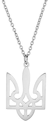 UNIFT Halskette mit ukrainischem Symbol für Damen und Herren, Edelstahl, ukrainisches Wappen, Dreizack-Anhänger, Halskette, ukrainisches Souvenir, Schmuck, inspirierte Geschenke, One Size, Edelstahl,