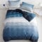 Lanqinglv Bettwäsche 220x240cm Blau Weiß Farbverlauf Wende Bettwäsche Set aus Mikrofaser,Weiche Doppelbett Bettbezug und 2 Kissenbezug mit Reißverschluss