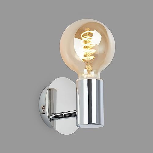BRILONER – Wandleuchte Innen, Wandlampe Innen, Badezimmerlampe, Spritzwassergeschützte Wandleuchte für das Bad, Lampe Badezimmer, Spiegellampe, Spiegelleuchte, 1x E27, Chromfarbig