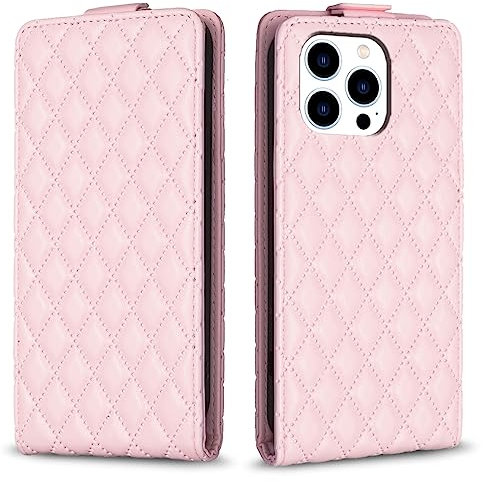 COQUE pour l’étui de téléphone Apple iPhone 13 Pro Max, l’étui à Ouverture Verticale a Une Conception intégrée de 3 emplacements pour Cartes-Rose