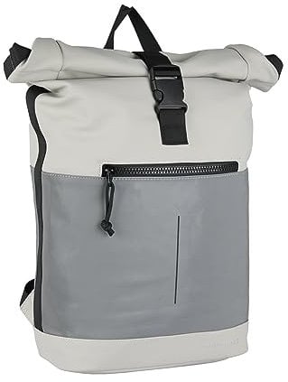 New Rebels Bowie New York Hellgrau 21L Rucksack Rolltop Reflektion Wasserabweisend Laptop 15.6