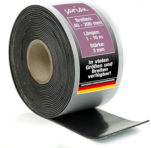 sarian Gummistreifen selbstklebend Stärke 3 mm - bis 10m Länge einseitige Klebeschicht Gummimatte Gummiunterlage Gummipads Terrassenpads Vollgummi Hartgummi (8000 x 100 x 3mm)
