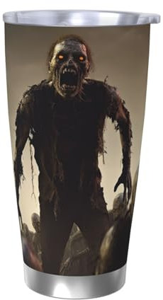 LZQPOEAS Molti zombie, bicchiere da 590 ml, con coperchio e cannuccia, tazza da caffè isolata sottovuoto, in acciaio inox, tazza da viaggio a doppia parete, regalo per donne e uomini