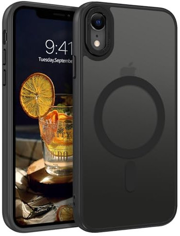 VENINGO für iPhone XR Hülle, Matte Transparente Schutzhülle mit Magsafe, Stoßfest, Kratzfest und Anti-Fingerabdruck, Schwarz