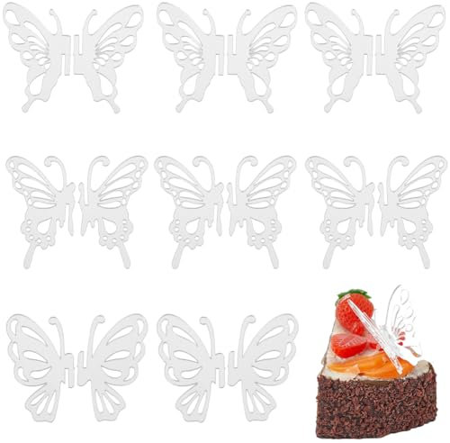 SUNNYCLUE 15 pieza de Adorno Acrílico para Pastel de Mariposa Adornos para Pasteles de Mariposa Adornos para Magdalenas de Mariposa Plateada Adornos para Magdalenas de Acrílico Hueco Adornos de Ma