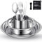 Lafuntar Camping Plate, Bowl, Cup & Cutlery Set - 8-Piece Dinner Set for Travel & Outdoor