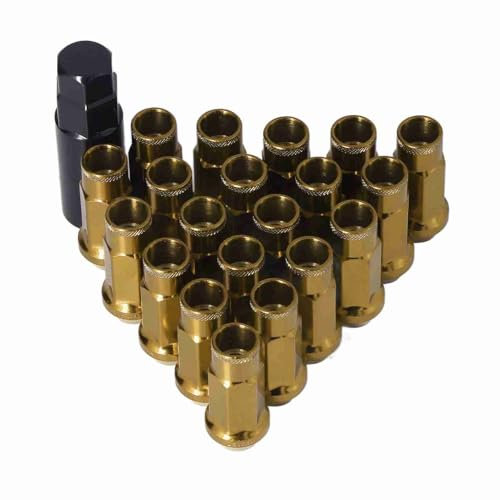 20 Stück M12 X 1,25 Metall-Radmuttern, Universelles Autozubehör, Ersatz für, Rote Radmuttern, Spline-Radmuttern, Radmuttern, Radmuttern-Ersatz, Auto-Radmuttern, Radzubehör (GOLD)