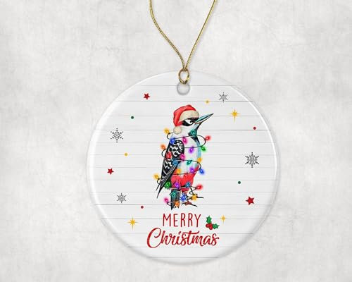 Weihnachtsbaumschmuck Merry Woodpecker Specht Licht Kinder Tier Runde Keramik Ornament Ideal Christbaumschmuck Anhänger Multicolor Weihnachtsschmuck Für Holiday Party Hausdeko