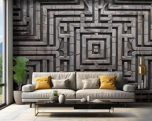 Papier Peint Intissé Relief En Pierre Poster Tableaux Muraux Tapisserie Photo Trompe L'Oeil Salon Chambre Art Mural 200Cm(L) X140Cm(H)