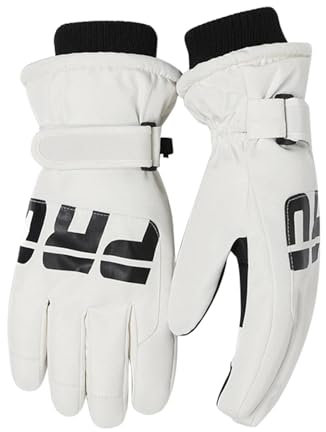 Gants de cyclisme d'hiver - Gants de snowboard souples - Gants de sports d'hiver polyvalents - Imperméables et confortables - Unisexes - Pour ski, snowboard, pelle à neige, luge - Noir et blanc