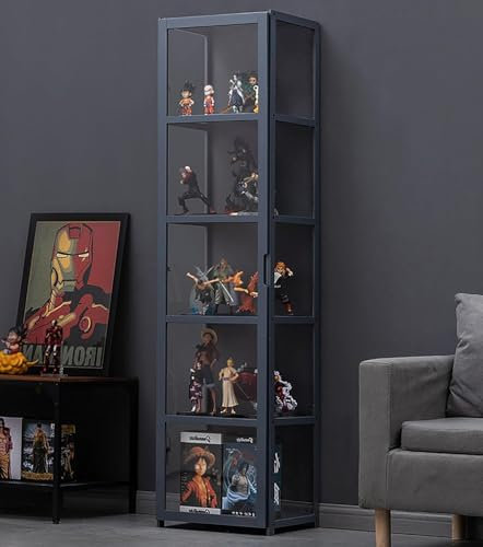 Pounjsd Bücher vitrinenschrank, Eckvitrine Glas vitrinenschrank, glasvitrine groß, Glasvitrine Stehend, Glasvitrine Vitrine für Sammlerstücke, Bücher, Wein, Büro, Wohnzimmer, Küche