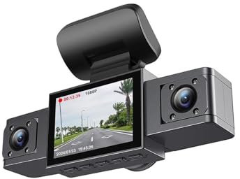 UUIUYGH Dash Cam 3 Channel Dash Cam Video Recorder Three Lens Car Camera With Rear View DVR 24H Parking Monitor Black Box No SD Card Dash Camera Cars