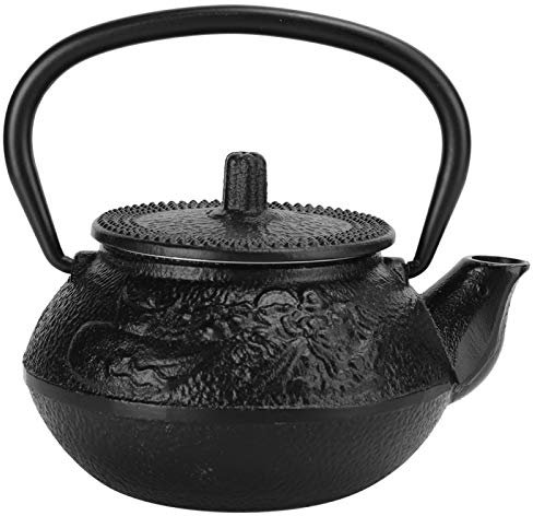 Vintage Tea Kettle Cast Iron, Japanese Fonte Tea Pot Metal Traditional Tea Set Metal Black Teapot with Infuser Kung Fu Teapot