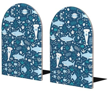 Serre-livres mignons en forme de poisson bleu pour étagères, serre-livres lourds, support d'étagère pour la maison, le bureau, la bibliothèque, l'école