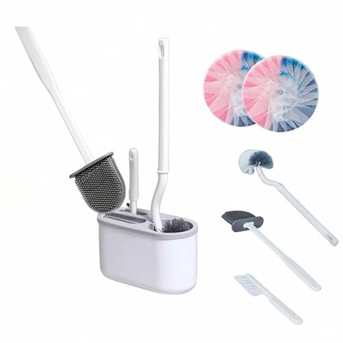 Hocheffiziente 3-in-1-Toilettenbürste-multifunktionales Badreinigungswerkzeug, Toilettenbürste mit Halterung,stanzfreie Installation,Bequeme Aufbewahrung