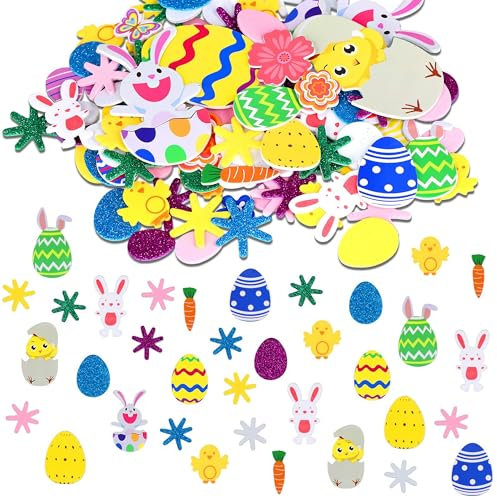 300 Stücke, ostern basteln kinder, selbstklebende Ostern farbige Aufkleber, bastelset, Gummi Aufkleber, moosgummi bastelset kinder, dekorative Ostern, Geschenk Aufkleber osterbasteln mit kindern