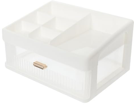 Alipis Transparente Aufbewahrungsbox mit Schublade aus Pp Leichter Desktop Organizer für Make Up und Kosmetik Stapelbar mit Oberem Fach für Schreibtisch und Bad