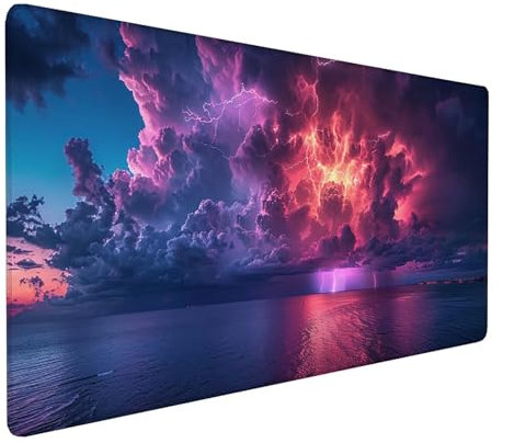 Alfombrilla Ratón Nube, Alfombrilla Ratón XXL 800x400x3mm, Gaming Mouse Pad con Base de Goma Antideslizante, Alfombrilla Raton Impermeable para Accesorios Pc Gaming, Regalos para Hombre, Morado 2-2-N