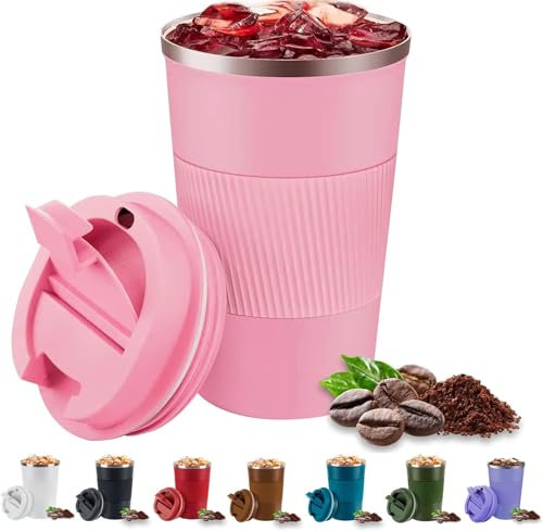 Eastrise Travel Mug,Insulated Coffee Cup with Leakproof Lid,Reusable Travel Coffee Mug,Stainless Steel Coffee Cup for Hot or Cold Drinks(Pink/18oz)