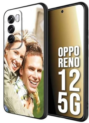 CUSTOMIZZA - Custodia cover nera morbida in tpu compatibile per Oppo Reno 12 5G personalizzata con foto immagine scritta a piacere