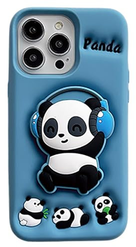 A-BEAUTY Hülle Kompatibel mit iPhone 15/14/13 6.1 Zoll, Niedliche 3D Cartoon Lustige Stoßfest Handyhüllen, Weiches Silikon, für Damen Mädchen Jungen, Kawaii Panda