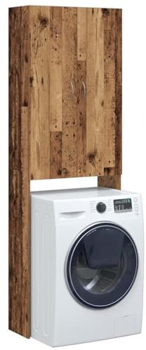 Unity Mobile per Lavatrice Asciugatrice Armadio Mobiletto Bagno Salvaspazio Legno Antico 64x25,5x190 cm