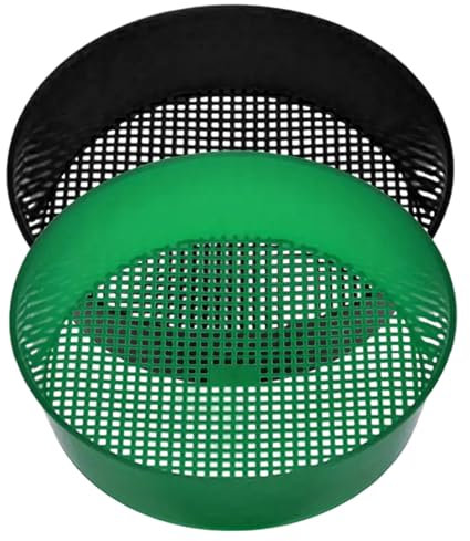 DAGLLGEW 2pcs Bodensifter, runder Gartenkompost -Sifter, praktische Pfanne für Sieb Arbeit von kleinem Kies, Boden, Sand, Schwarz & Grün