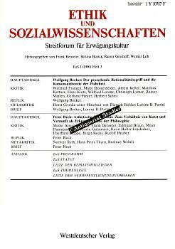 Ethik und Sozialwissenschaften. Streitforum für Erwägungskultur. EuS 1. Heft 3.