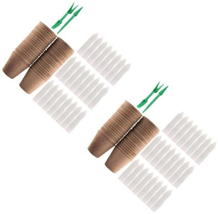 Milisten 2 Juegos Macetas Biodegradables para Germinación de Plantas Incluye Etiquetas y Herramientas de Transplante para Iniciación de Plantas Interiores y Exteriores