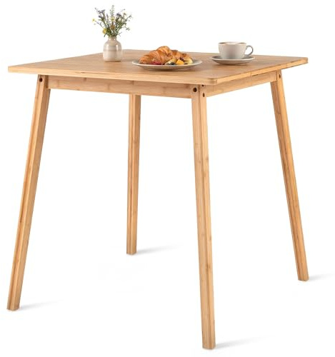 COSTWAY Esstisch 70x70 cm, Küchentisch aus Bambus, quadratischer Holztisch, Esszimmertisch für 2-4 Personen, für Esszimmer, Küche, Natur